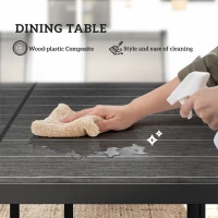 Outsunny Seven-Piece Garden Dining Set, with Plastic Wood-Top Table - Black(m-5)