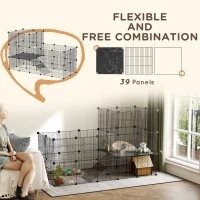 Kleintiergehege z rampą, 39 paneli, czarny, dla małych zwierząt(m-4)