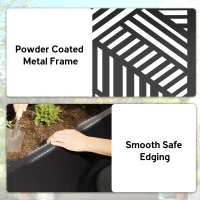 Outsunny Metal Garden Bed for Garden with Trellis, Raised Garden Bed with Privacy Screen, Geometric Slatted Cut-Out(m-6)