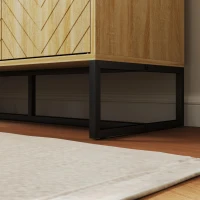 HOMCOM Aparador de Salón con 4 Puertas con Diseño Chevron Estantes Ajustables Patas de Acero 140,5x40x81,5 cm Roble(m-11)