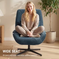 HOMCOM Accent Chair, Chenille Upholstered Swivel Armchair with Lumbar Pillow, High Back, Deep Seat and Metal Legs, Dark Green(m-4)