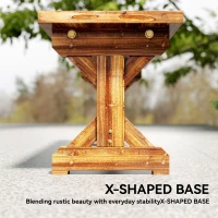 Outsunny Rustic Wooden Garden Bench, Backless Outdoor Bench Patio Loveseat with X-Shape Base for Porch, Park, Carbonised Finish(m-7)