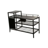 BRASERO Chariot pour Plancha - 128x60x89 cm - Pour plancha jusqu'a 4 feux - Métal - Noir(m-1)