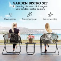 Outsunny Patio Bistro Set, Folding Patio Furniture Set with 2 Chairs and Table, Grey(m-4)