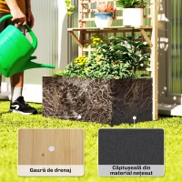 Outsunny Jardinieră Ridicată din Lemn cu Grilaj, Acoperiș și 2 Rafturi, 76x43.5x177 cm, Lemn Natural(m-7)