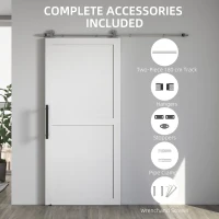 HOMCOM Sliding Door Hardware Kit Smooth Quiet 304 Stainless Steel for 182cm Track Sliver Tone(m-6)