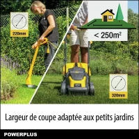 Tondeuse a gazon et Coupe-Bordure électrique - POWERPLUS - POWXG62205T- Tondeuse 1300 W & 32 mm Ø - Coupe-Bordures 250 W & 220 mm Ø(m-4)