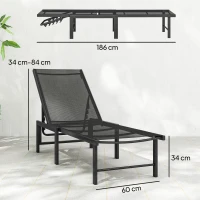 Outsunny Set of Two Reclining Sun Loungers - Black(m-3)