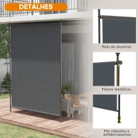 Outsunny Toldo Vertical Exterior 200x305 cm Tela de Privacidade Enrolável Ajustável com Manivela Proteção UV 40+ Cinzento(m-7)