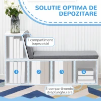 HOMCOM Bibliotecă cu 5 Rafturi Deschise și 2 Perne, Mobilier Modern din Lemn, pentru Living, Dormitor și Birou, Gri Alb(m-5)