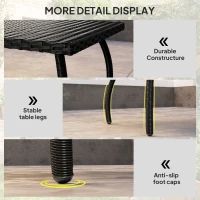 Outsunny PE Wicker Rattan Garden Coffee Table - Black(m-6)