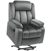 HOMCOM Aufstehsessel mit Massagefunktion und Lendenheizung, Recliner-Sessel mit Fernbedienungen und Seitentaschen, Grau(m-1)