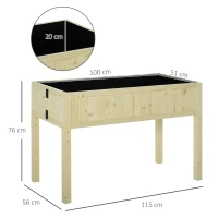 Outsunny Jardinieră Ridicată Pliabilă, Pat pentru Grădină în Lemn de Brad cu 4 Orificii de Drenaj, pentru Grădină, Terasă, Balcon, 115x56x76 cm, Culoare Lemn(m-3)