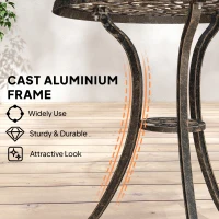 Outsunny 3 Pcs Aluminium Bistro Set Garden Furniture Dining Table Chairs Outdoor Seat Patio Seater Brown(m-5)