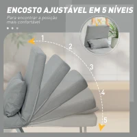 HOMCOM Sofá Cama Dobrável Estofado em Linho Sintético com Encosto Ajustável em 5 Níveis e Almofada Acolchoada 73x78x81 cm Cinzento Claro(m-5)