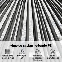 Outsunny Sofá Exterior de Ratan de 2 Lugares com Assento e Encosto em Ratan Estrutura de Aço Suporta até 240 kg Preto(m-5)