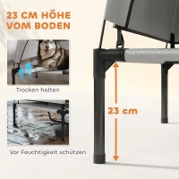PawHut Hondenbed Outdoor met dak, Verhoogd hondenbed voor extra grote honden, met stalen frame, 122x92x94cm, Lichtgrijs(m-5)