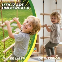 AIYAPLAY Scară de Frânghie 1,8m, Accesorii pentru Leagăne, Frânghie pentru Parc de Joacă Exterior, Cățărare cu 5 Trepte pentru Copii cu 2 Carabiniere și 2 Curele pentru Copaci(m-6)