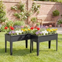 Outsunny Raised Planter, Metal Raised Garden Bed on Legs with Drainage Hole and Foot Covers, Black(m-7)