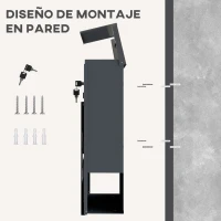 HOMCOM Buzón Exterior de Acero Inoxidable 13 L Buzón de Pared Correo con Cerradura y 2 Llaves Soporte Periódicos Gris Oscuro(m-7)