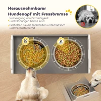 PawHut Hundenapf erhöht Futternapf mit Aufbewahrungsschrank, 2 Schüsseln mit Anti-Rutsch-Ringe, 60 x 30 x 35,5 cm, Weiß(m-7)