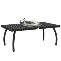 Outsunny PE Wicker Rattan Garden Coffee Table - Black(m-10)