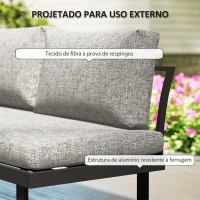Outsunny Conjunto de Móveis de Jardim com Sofás de 2 Lugares, Mesa de Centro e Almofadas Espessas para Exterior, Cinza Claro(m-6)