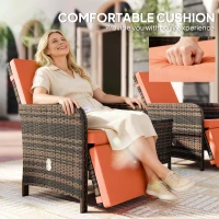 Outsunny 3 Pieces Rattan Bistro Set Balcony Furniture with Cushions, Storage Function - Orange(m-5)