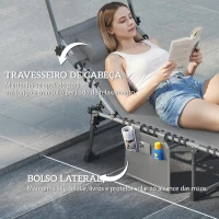 Outsunny Conjunto de 2 Espreguiçadeiras Jardim Dobráveis com Encosto Reclinável 5 Posições e Assento em Malha Cinza(m-8)