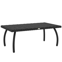 Outsunny PE Wicker Rattan Garden Coffee Table - Black(m-1)