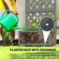 Outsunny Wood Planter with Trellis for Climbing Plants, Raised Bed, Planter Box with Drainage Holes to Grow Herbs Flowers, Grey(m-5)