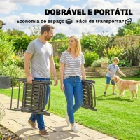 Outsunny Conjunto de 4 Cadeiras Dobráveis para Jardim com Apoios de Braços Encosto e Assento Estrutura Metálica 55x63x93 cm Castanho(m-4)