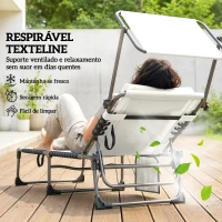 Outsunny Conjunto de 2 Espreguiçadeiras Jardim Dobráveis com Encosto Reclinável 5 Posições e Assento em Malha Creme(m-6)