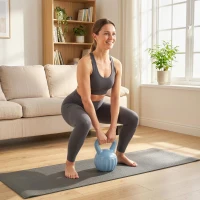 SPORTNOW Kettlebell 6 kg Gewicht - Voor Beginners Thuis Krachttraining - Afmetingen 17 x 17 x 23 cm - Blauw(m-9)