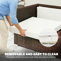 Outsunny 7-Piece Patio Furniture Cushions, Outdoor Loveseat Cushion with Removable Covers for Rattan Furniture, 60x60 cm, Cream(m-6)