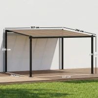 Outsunny 3.6 x 3 m Lean to Garden Pergola with PC Roof, Aluminium Frame Hardtop Gazebo Pergola with Drainage Gutters, Dark Grey(m-3)