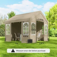 Outsunny 3 x 3 m Party Tent, Outdoor Canopy Tent Shelter with Removable Sidewalls, 4 Zipped Doors, for Parties, Wedding, Beige(m-3)