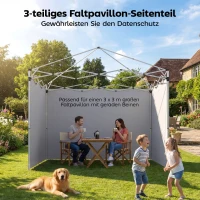 Outsunny Set van 3 zijwanden met rits voor 3 x 3 m paviljoen, Lichtgrijs(m-4)