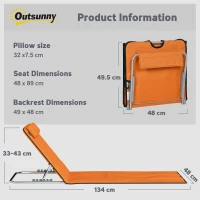 Outsunny Set of Two Metal Frame Beach Chairs, with Reclining Backs - Orange(m-3)