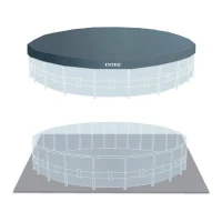 Kit Piscine hors sol tubulaire INTEX - Pris Frame - 610 x 132 cm - Ronde (Pompe, bâche, tapis de sol et échelle) - 26756NP(m-6)