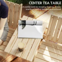 Outsunny 2-Seater Garden Loveseat with Table and Parasol Hole for Porch, Patio, Natural Wood Finish(m-6)