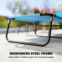 Outsunny Garden Sun Lounger, with Five-Position Back - Sky Blue(m-7)