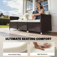 Outsunny 7-Piece Patio Furniture Cushions, Outdoor Loveseat Cushion with Removable Covers for Rattan Furniture, 60x60 cm, Cream(m-5)