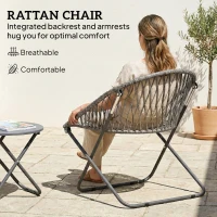 Outsunny Patio Bistro Set, Folding Patio Furniture Set with 2 Chairs and Table, Grey(m-6)