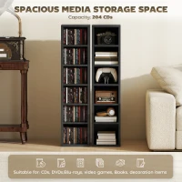 HOMCOM Set of 2 CD Media Display Shelf Unit Tower Rack with Adjustable Shelves, Black(m-4)