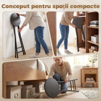 HOMCOM Set 4 Scaune de Bar Pliabile cu Suport dublu pentru Picioare, din Lemn și Oțel, 34x30x70 cm, Negru(m-4)