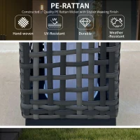 Outsunny Lampa solarna rattanowa, wodoodporna lampa ogrodowa z czujnikiem światła, automatyczna lampa LED, oświetlenie zewnętrzne na balkon, stal, szary, 15,5 x 15,5 x 46 cm(m-4)