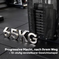 SPORTNOW Kraftstation Fitnessstation mit Latzug Butterflystange 65kg Gewichten Seil bis zu 120kg(m-6)