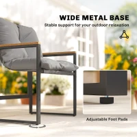 Outsunny 3-częściowy zestaw mebli balkonowych, 2 fotele ze stolikiem, poduszki z oddychającym pokryciem, meble ogrodowe, zestaw bistro z metalu, na taras i do ogrodu, szary(m-6)