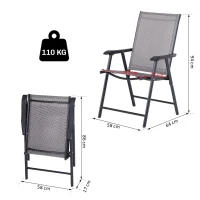 Outsunny Conjunto de 2 Sillas Plegables para Exterior con Reposabrazos  para Jardín Terraza Carga 110 kg 58x64x94 cm Gris(m-3)